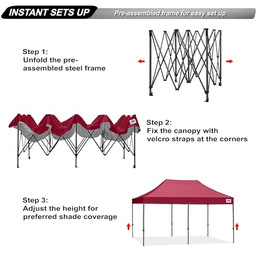 Image of ABCCANOPY Patio Pop Up Canopy Tent 10x20 Commercial-Series(Burgundy)