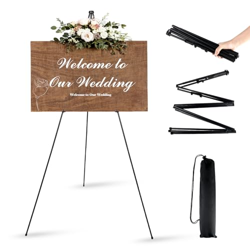 Caballete Plegable - 160cm Trípode Caballete Pintura, diseño plegable y telescópico, ideal para bodas, carteles y exposiciones de lienzos, negro