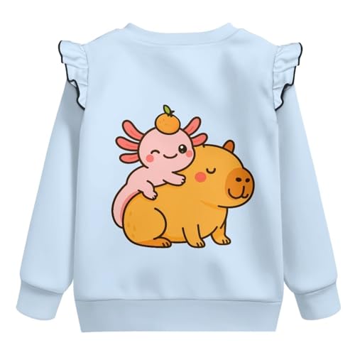 Girls Sweatshirts Size 1-8 Ruffle Shoulder Shirts for Girls Long Sleeve Graphic Tops2