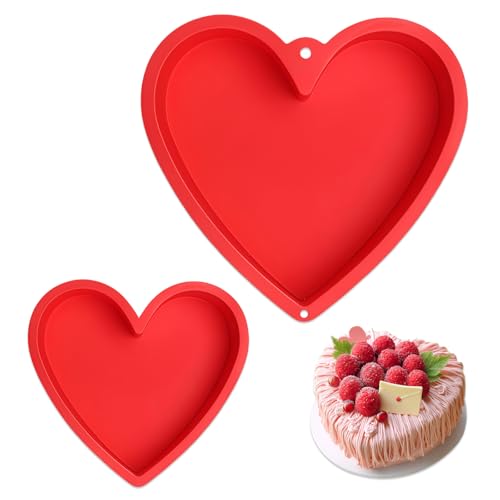 Silikon Kuchenform Herz, 2 Stück Silikonform Herz 25,5cm&17cm,Herzbackform Groß, Herzform Backform für Torte, Schokolade, Gelee, Eiscreme, BPA-freie, Antihaftmittel, Leichtes Loslassen Silikon Kuchenform Herz, 2 Stück Silikonform Herz 25,5cm&17cm,Herzbackform Groß, Herzform Backform für Torte, Schokolade, Gelee, Eiscreme, BPA-freie, Antihaftmittel, Leichtes Loslassen