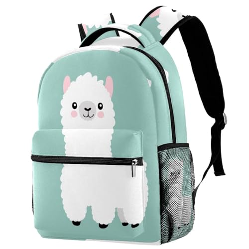 Sac à dos d'école lama mignon multicolore pour ado et enfant de 40 cm