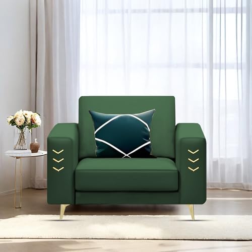 Image of Casaliving Falco 1 Seater Sofa Set for Living Room (Green Fabric) Premium Fabric Sofa