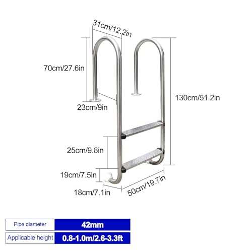 Escalera para piscina de acero inoxidable 2 peldaños miniatura 6