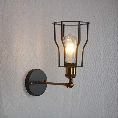 Lampe à bras oscillant industrielle cage fer luminaire mural rétro