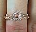 Koguxuix 18K Rose Gold Ring Set Pink Elegant Morganite CZ Crystal Gemstone Wedding Bridal Ring Set (9)