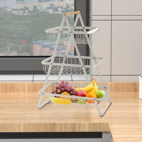 Qianly Fruit Basket Bread Basket Cake Stand Display Stand Rack Detachable Metal Basket Rack Vegetable Basket Multipurpose For Countertop Candy, White #TOP6