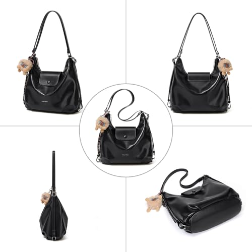Bolso Tote de Cuero para Mujer Negro miniatura 5