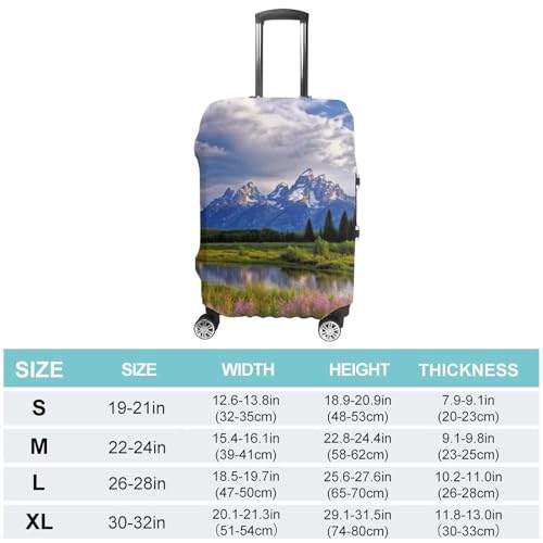Grand Teton National Park Luggage Cover, Washable Elastic Suitcase Cover Protector Fit 18-32 Inch Luggage2