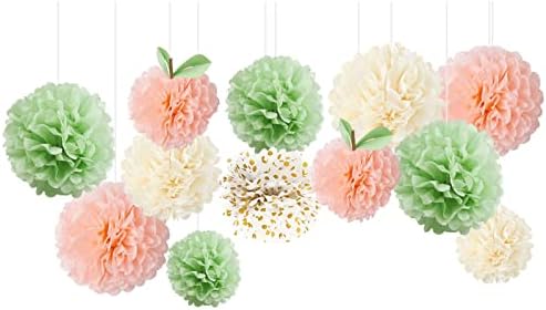 NICROLANDEE Black Gold Party Decorations - 12 PCS Black Gold and White Tissue Paper Pom Poms Kit for Wedding Décor, Birthday Graduation, Anniversary Party, Prom Decorations, Gatsby Decorations