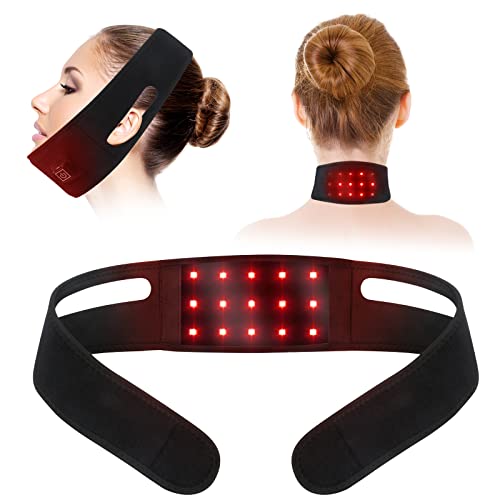 Infrared & Red Light Therapy Belt Face Slimming Strap, V-face Beauty Device Lifting Belt Deep Therapy Light Belt for Body Neck Pain Relief and Face Slimming (Neck Belt 15pcs, Black)