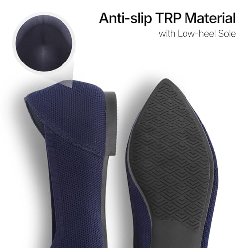 Image of ATHMILE Pointed Toe Flats for Women Comfortable Knit Ballet Flats Shoes | Slip-on Lightweight Dressy Work Shoes Machine Washable Womens Flats for Work Office Business Casual Wedding