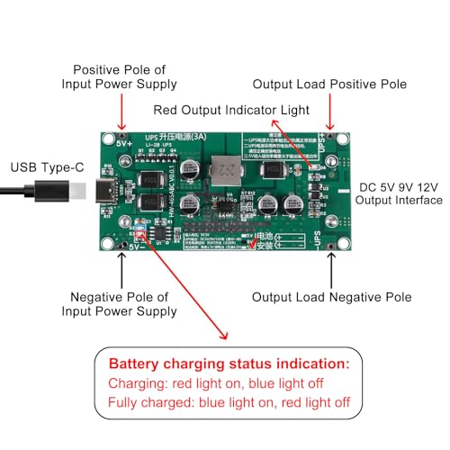 2PCS Type-C 15W 3A 5V Fast Charge UPS Power Supply 18650 Lithium Battery Charger Module DC-DC Step Up Booster Converter3