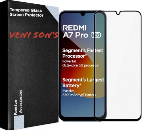 Image of VENI SON'S Scratch And Tear Resistant, Crystal Clear Edge to Edge Tempered Glass Screen Protector Guard Compatible With Redmi A7 Pro 5G