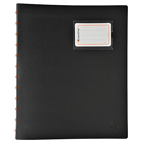 Exacompta - Réf. 86434E - 1 Protège-documents Exactive amovible à anneaux avec 40 pochettes détachables - 80 vues - 5 intercalaires couleur avec porte étiquette - pour A4 - couverture rigide noire