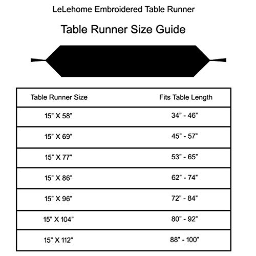 LeLehome 15 Inch X 96 Inch Table Runner, Classic Brown Flowers Embroidery Home Dining Restaurant Kitchen Dresser Scarves Decoration Tapestry