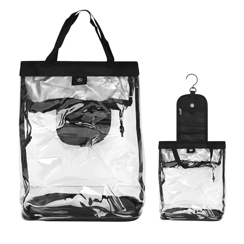 Neceser transparente colgante para mujeres y hombres, organizador de artículos de aseo de viaje impermeable con gancho giratorio de 360°, bolsa de gran capacidad para baño, gimnasio, camping, viajes
