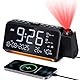 Mesqool Radiowecker mit 320° Projektor, Digitaluhr für Schlafzimmer, USB/Type-C-Anschluss, Doppelalarm mit Wochenend/Wochentagsmodus, Snooze, Dimmer, Batterie-Backup, Projektionswecker, Nachtlicht