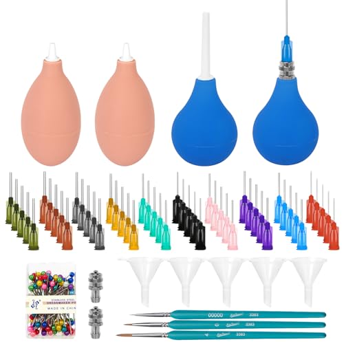 LAMPTOP 164 Pcs Clay Ceramic Decorative Tools, Pottery Tools Supplies Glaze Precision Applicator Set, Plastic Steel Needles with Adapter, Rubber Ceramic Glaze Extrusion Bottle and Funnels, Paintbrush