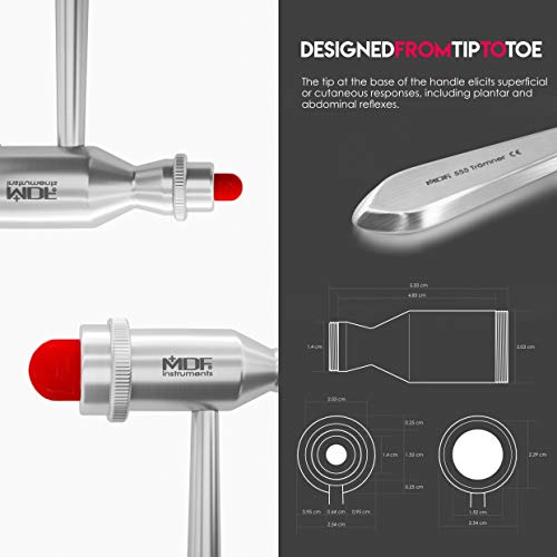 Mdf® Tromner Neurological Reflex Hammer With Pointed Tip Handle For Cutaneous And Superficial Responses - Free-Parts-For-Life & Lifetime Warranty - Red (Mdf555-02) #TOP4