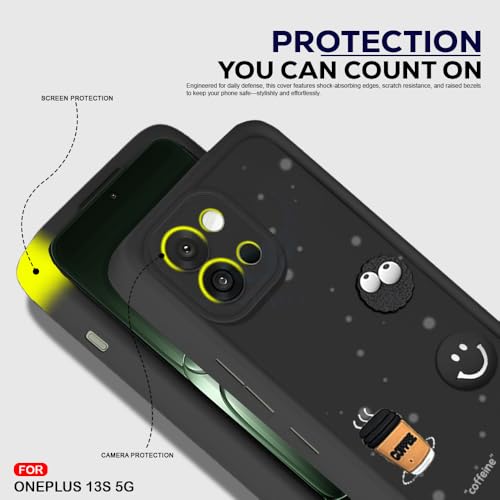 Image of AESTMO Back Case Cover | Cute Fun Cartoon 3D Ball | Coffee Silicone Case | Full Body Protection | Camera Protection Back Cover (Black, OnePlus 13S 5G)
