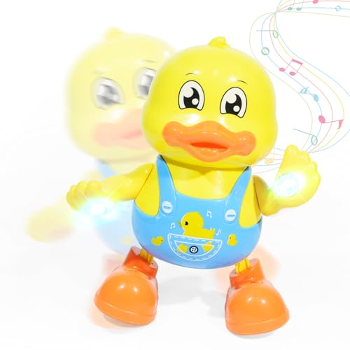 Interactive Dancing Duck Musical Toy for Toddlers Flashing Lights & Melodies Baby Musical Easter Duck Toy Dancing Crawling Tummy Time Toys Birthday Easter Gifts