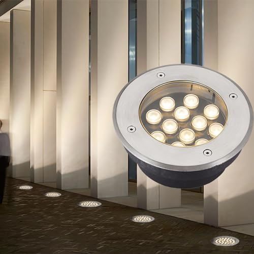 Luce Sotterranea LED - Luci Paesaggio, Luci Per Terrazza A Bassa Tensione 12V, Luci Incasso A Terra Rotonde Impermeabili IP67, Per Esterni, Giardino, Illuminazione Intorno Alla Piscina ( Color : Warm