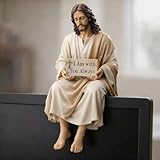 Jesus-Figur aus Kunstharz, handbemalt, 'I Am with You Always', Jesus-Christus-Statue, kleine Jesus-Figur für christliches Auto-Armaturenbrett, Heimbüro, Tischdekoration, religiöse Geschenke