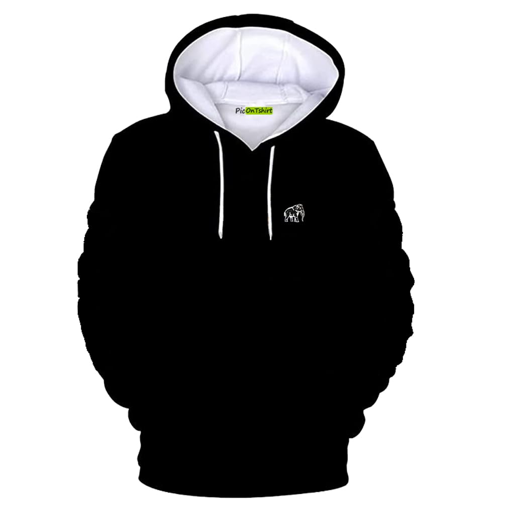 picontshirt Sweat à Capuche Mammoth 100% Coton Épais – Hoodie Unisexe, Tailles S à 5XL, Couleurs Noir & Gris