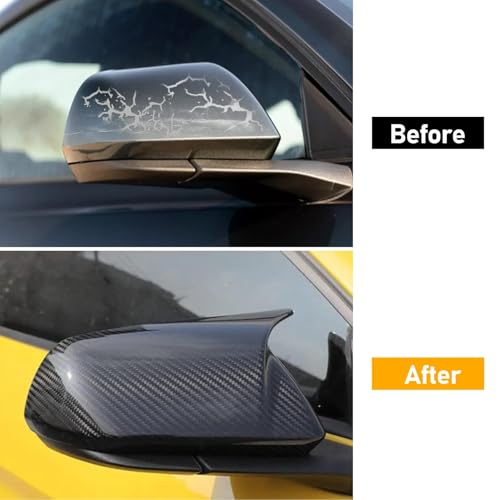 Moonlinks Compatible with 2015-2024 Ford Mustang Side Ox Horn Mirror Cover Replacement Without Turn Signal,Carbon Fiber LH & RH Side Door Exterior Rearview Mirror Cap Trim - Image 6