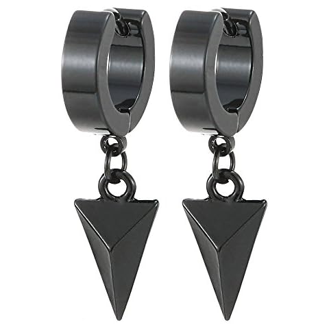 Paar Schwarz Baumelnde Dreieck Pyramide Creolen Cover