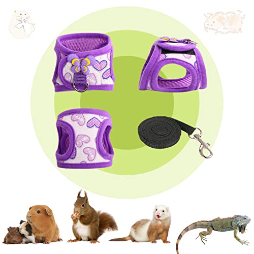 Hand Made Harness Vest And Leash Set For Hamster Rats Iguana Bearded Dragon Baby Ferret Soft&Adjustable Small Purple #TOP3