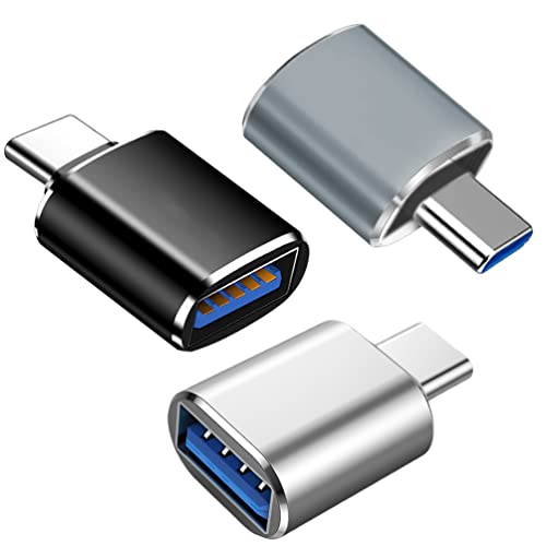Adaptateur USB C vers USB 3.0 (Lot de 3), Adaptateur USB C vers USB OTG, Compatible avec MacBook Pro, Samsung Galaxy, Téléphones Type-C, Tablettes (Noir/Argent/Gris)