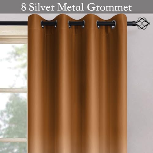 Image of SimpleHome Burnt Orange to Grey White Ombre Room Darkening Curtains 63 Inch | Curtains for Living Room,Light Blocking Thick Thermal Insulated Grommet Window Curtains Drapes for Bedroom, 2 Panels,52Wx63L