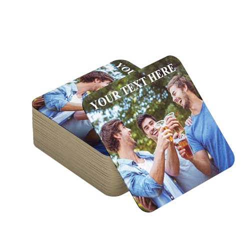 Personalised Photo Beer Coasters and Mats For Drinks Custom Home Bar Accessories (Set of 12)