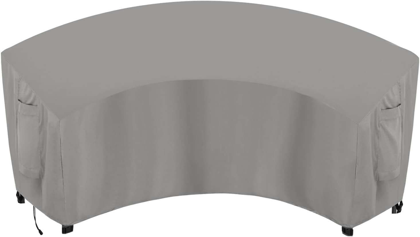 OutdoorLines Waterproof Curved Outdoor Sectional Cover - UV Resistant Windproof Patio Sectional Sofa Covers for Deck, Lawn and Backyard, Heavy Duty Furniture Covers (90Lx34Dx32Hx46FL, Grey)