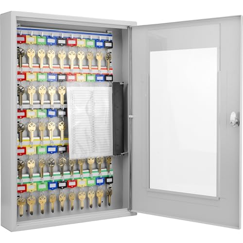 Key Lock 50 Position Key Cabinet with Glass Door Grey - Barska CB12950