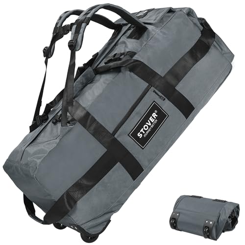 STOVER 80L Rolling Duffel Bag with Wheels, 31 Inch, Grey