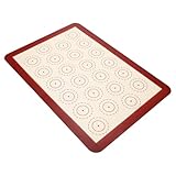 JOINPAYA Esterilla de Silicona para Hornear 420x295mm, Tapete Antideslizante Rojo 24 Círculos para Repostería, Almohadilla Reutilizable y Resistente al Calor para Bandejas y Pasteles