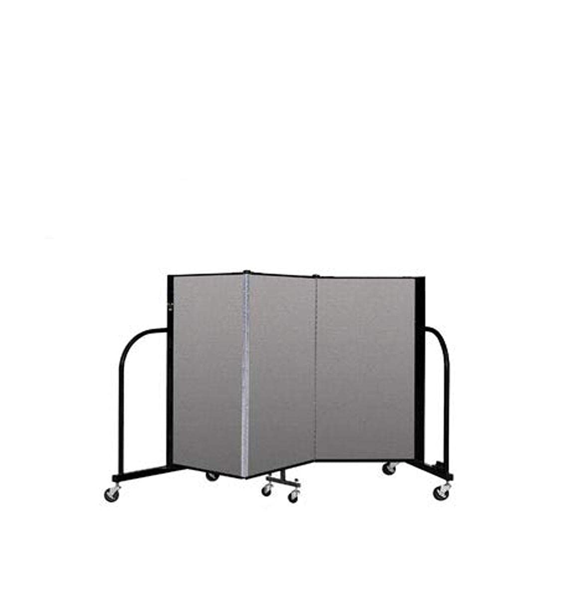 Standard Room Divider with Metal Frame, 3-Panel Folding Portable Partition Privacy Walls for Schools and Offices, 4' H x 5'-9" W - Vinyl Granite