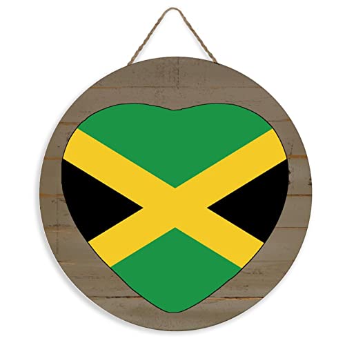 Yelolyio Letrero de madera con la bandera de Jamaica para decoración de pared, divertido letrero de madera rústico de granja, letrero colgante de pared, placas de madera, regalo de inauguración de la