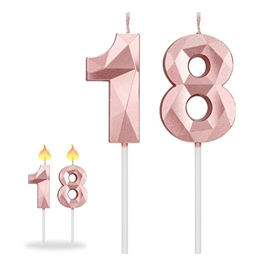 Winkwinky 18. Geburtstag Kerzen Kuchen, Rosa Geburtstagskerzen 18 Nummer Kerze, Geburtstagstorte Kerzen Zahlen Topper Dekoration für Hochzeit Jahrestag Feier Lieferungen(Rosa)
