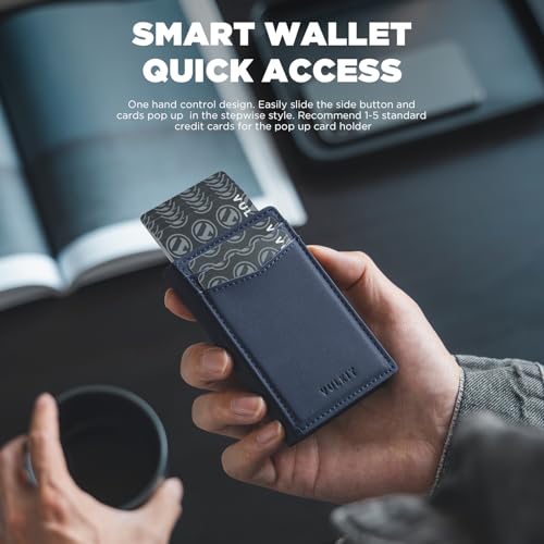 Image of VULKIT Men's Slim Wallets Pop Up Card Holder RFID Blocking Metal Wallet Minimalist Design Holds Up to 11 Cards