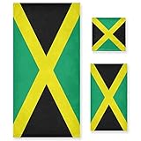 RPLIFE Juego de toallas de 3 piezas con la bandera de Jamaica, toallas de ducha suaves para baño, hotel, gimnasio, spa, toallas de baño, toallas de mano