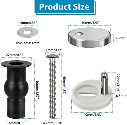 2 Pack Toilet Seat Fittings- Universal Top Fittings Toilet Seat Hinges- Quick Release Soft Close Toilet Seat Hinges WC Toilet Blind Holes