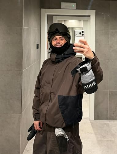 Image of GSOU SNOW Mens Womens Baggy Snowboard Jacket Ski Jacket 20K Waterproof | Snow Shell Jacket Retro, 15K Breathable, Windproof, Arm Vents, Powder Skirt, 5 Pockets, Color Block, Non-insulated, Loose Fit