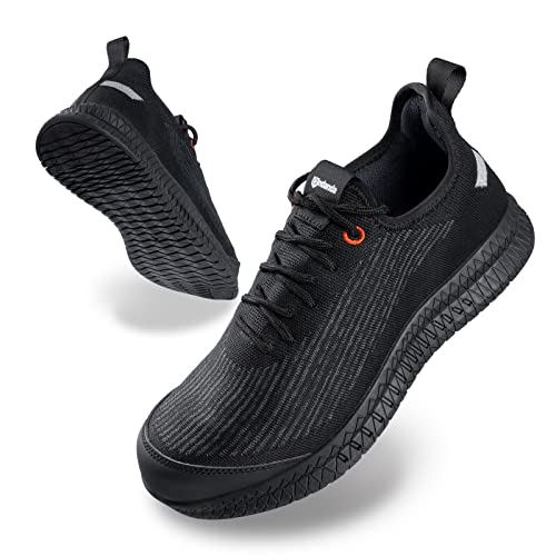 ANDANDA Chaussures de Sécurité Homme Femme Légère, Embout Acier, Imperméable, Antistatique, Anti-Crevaison, Chaussures de Chantier, Basket, Confortable Respirante, Entrepôt/Magasin/Usine, Noir 42