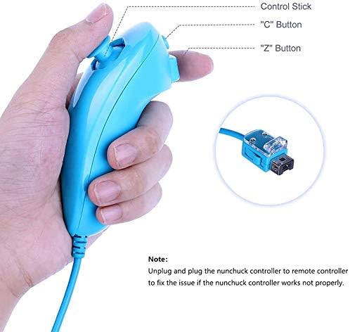 QUMOX Remote Game Control, Built-in Motion Plus Remote and Nunchuk Controller with Silicon Case for Wii and Wii U (Blue)