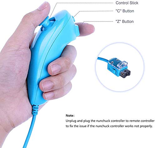 QUMOX Remote Game Control, Built-in Motion Plus Remote and Nunchuk Controller with Silicon Case for Wii and Wii U (Blue) - Thumbnail 5