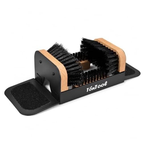 Boot Brush Scraper Outdoor Heavy Duty Boot Cleaner Brush Outdoor with Natural Stiff Bristles Boot Scrapers with Brushes Outdoor Steel Frame Non-Slip Base Foldable Side Wings Wall Mount or Freestanding