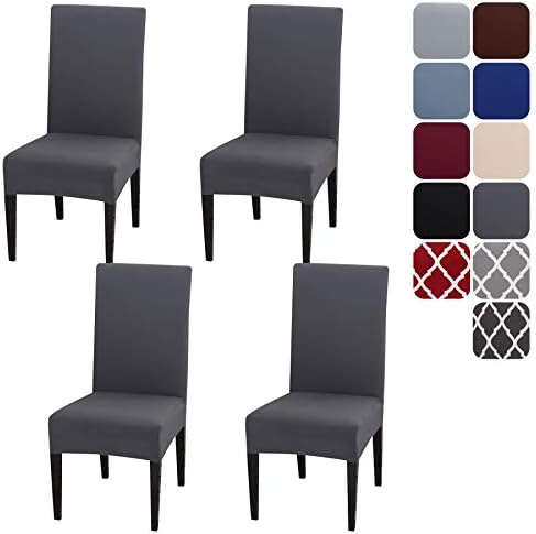 Aisprts Stuhlhussen 4er Set Stretch Stuhlhussen für Esszimmerstühle, Abnehmbarer Waschbarer Stühle Schutz Dekoration Stuhlbezug für Haus, Küche, Hotel, Restaurant, Bankett, Hochzei